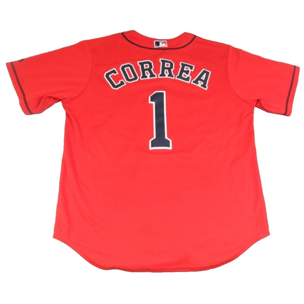 Majestic Astros Correa #1 Jersey Orange Cool Base MLB Mens L Sewn Logo